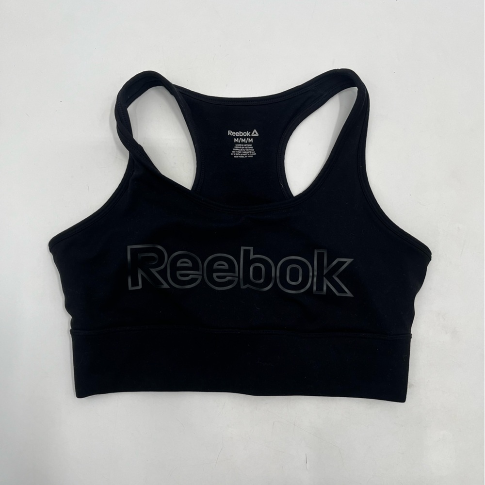 Womens Reebok Black Racerback Polyester Blend Athletic Sports Bra Size M
